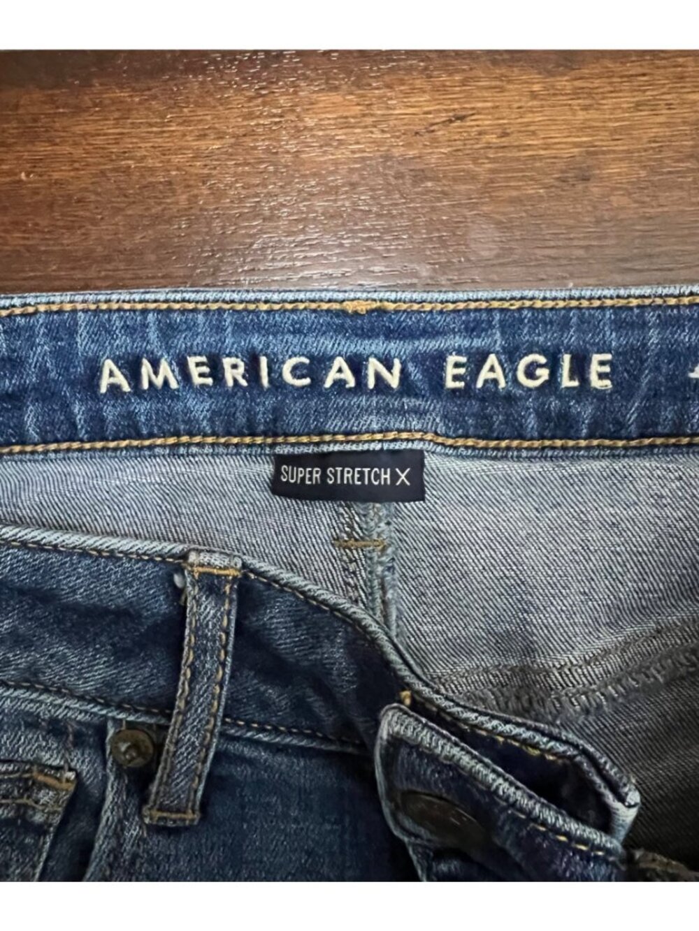 American Eagle Super Hi-Rise Shortie raw Hem Denim Jeans Cut Off Stretch 4 - Picture 3 of 8